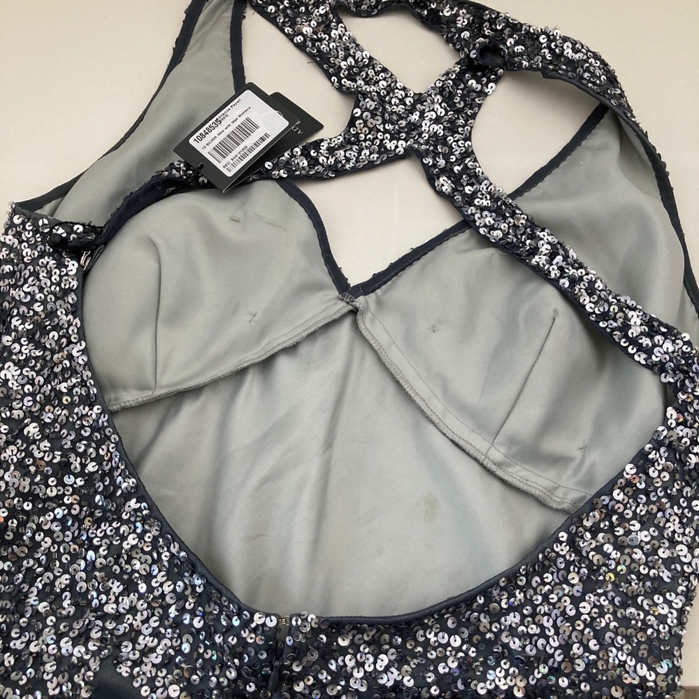 Adrianna Papell Sequined V-Neck Party Dress - Picture 12 of 14